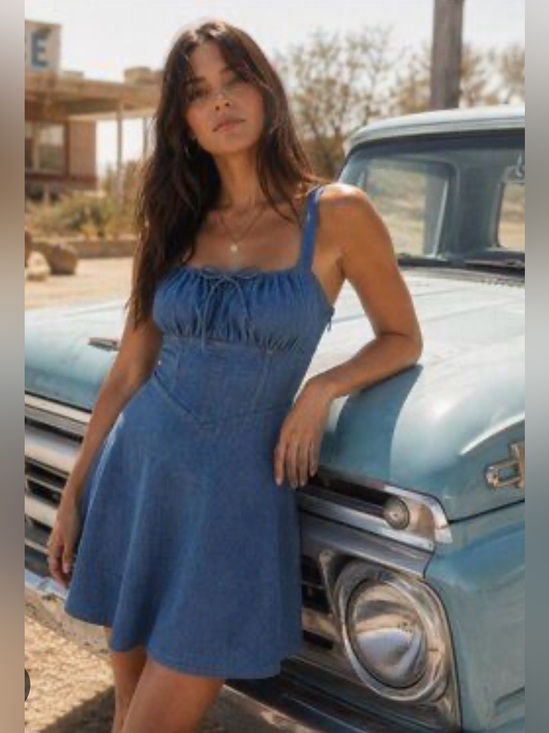 Lulus Dresses & Skirts - Lulus Considered Charisma Blue Chambray Bustier Mini Dress Size Medium New